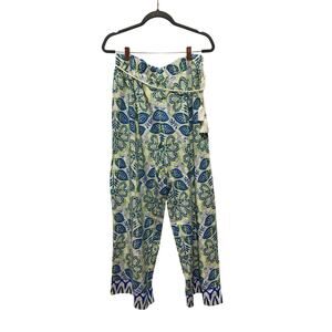 CeCe Wide Leg Linen High Waisted Pants Size L NWOT Coastal Preppy